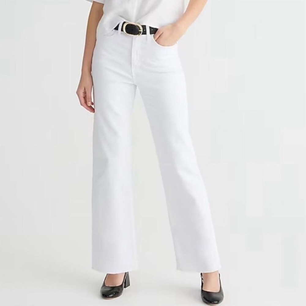 NWT‎ J. Crew Women's Size 27 White Wide-Leg High-Rise Jeans Summer Denim